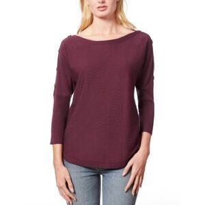 Melissa Paige Women's Dolman-Sleeve Buttoned-Sleeve Sweater Cabarnet Red Size XL